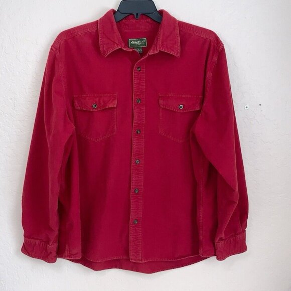 Eddie Bauer Red Shirt Shacket Mens XXL Button Up Long Sleeve Layering Warm Fall - Picture 1 of 10
